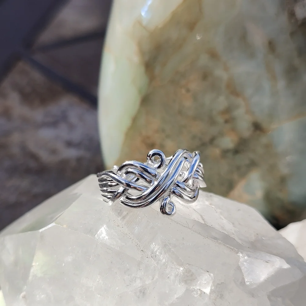 6-Band Infinity Puzzle Ring, 925 Sterling Silver, size 9 - Picture 4 of 8